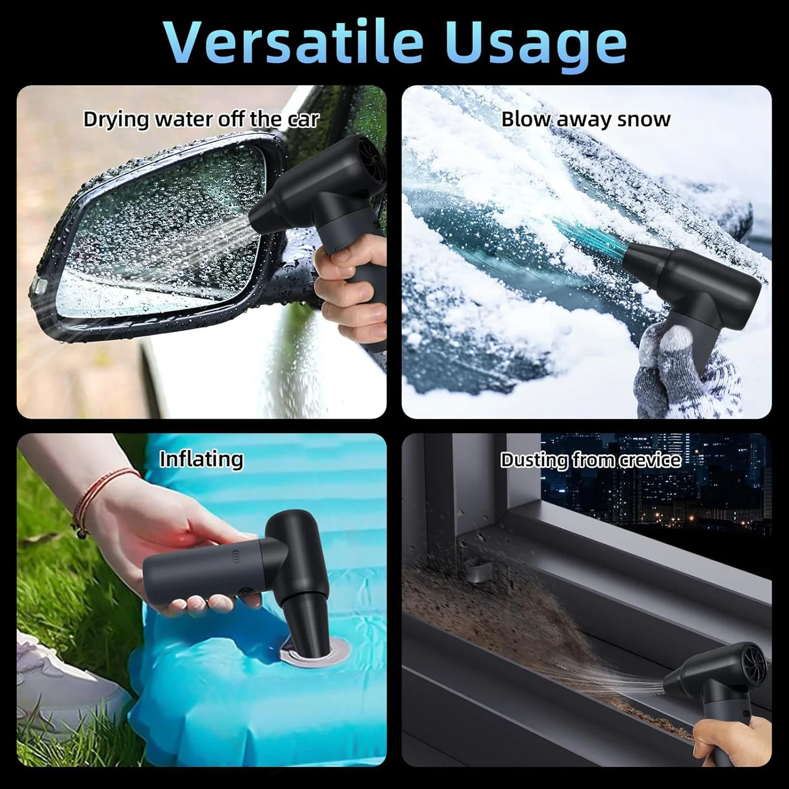 180000RPM Jet Dryer Blower 3 Wind Speed Portable Electric Air Duster for Car Dry Keyboard Computer Cleaning Camping