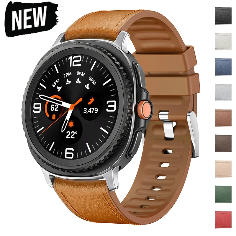 Original Connector Leather and Silicone Strap Wristband for Smartwatch - 40mm/44mm/46mm Bracelet