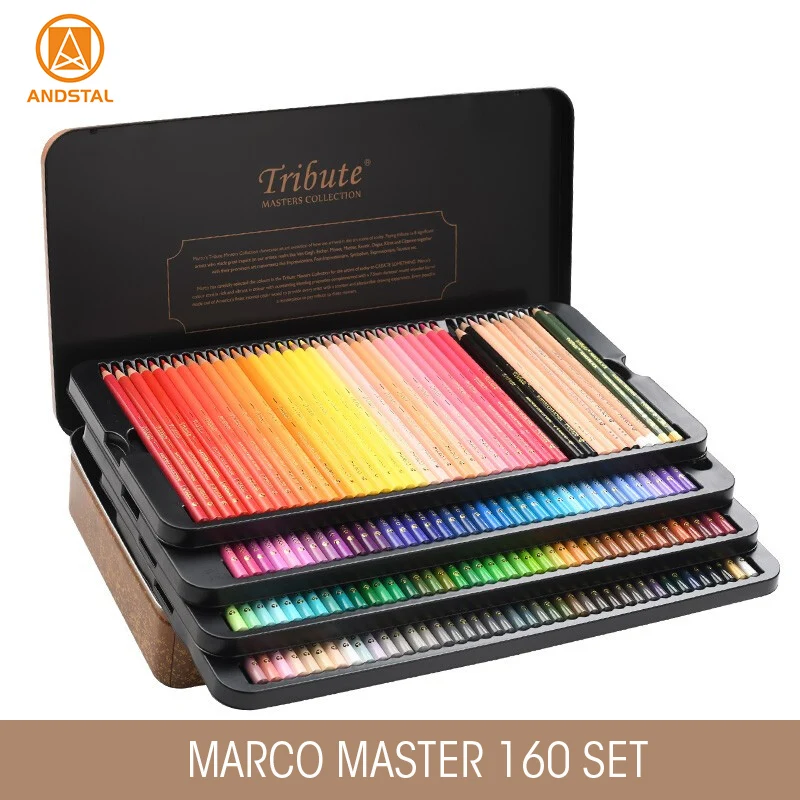 Marco – crayons de couleur Master 48/72/100/120/150, crayons de couleur  professionnels à l'huile pour artiste, boîte cadeau pour dessin d'art  raffiné