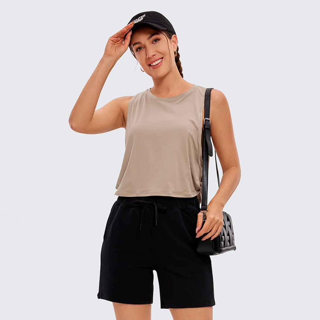 Pima Cotton Cropped Tank Tops Women Sleeveless Sports Shirts Athletic Yoga Running Gym Maternity Workout Crop Tops