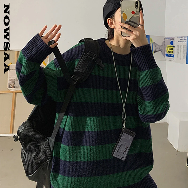 cardigan Winter Knitted Striped Sweater Women Oversized Sweaters Pullovers Loose Warm Jumper Streetwear Korean Fashion Teen Girl Sweater Sweaters