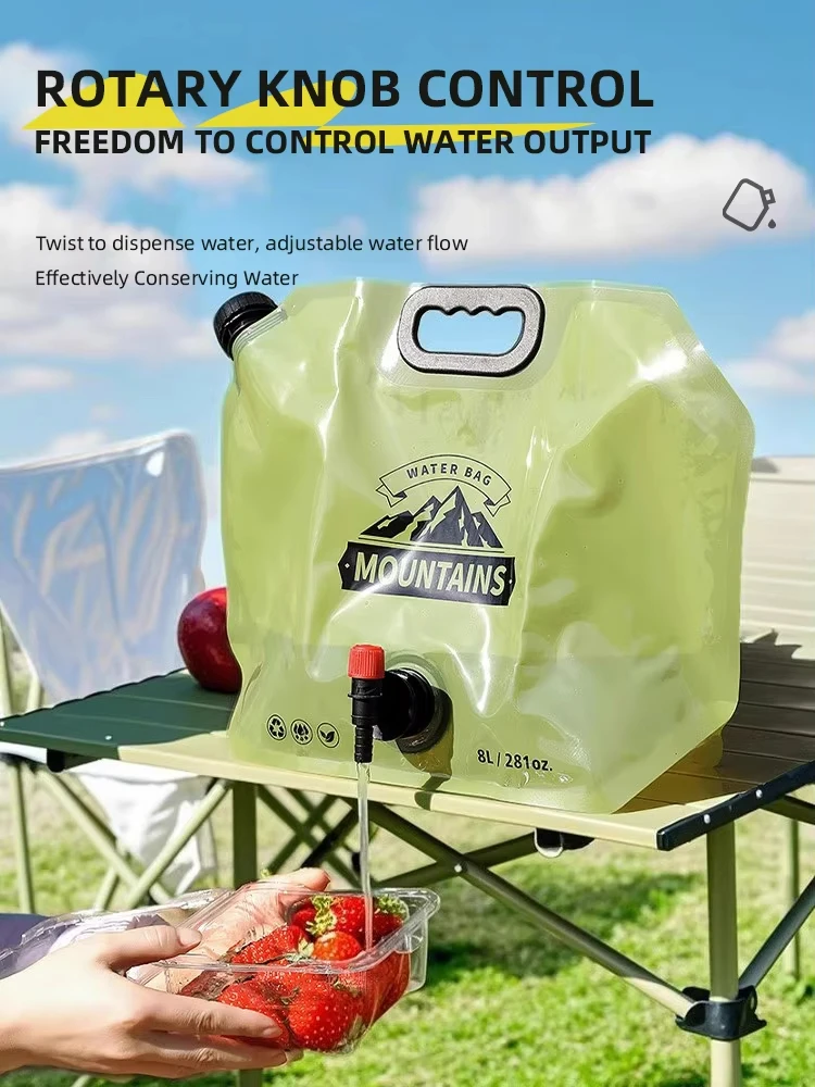 Outdoor Collapsible Water Storage Bag With Faucet Valve Plastic Water Bag 8-Liter 16 Outdoor Collapsible Water Storage Bag With Faucet Valve Plastic Water Bag 8-Liter