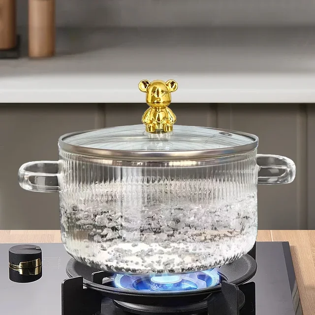 Grand bol à soupe domestique, bol à salade avec couvercle, bol à nouilles instantanées, peut cuisiner directement, Pot en verre binaural 1