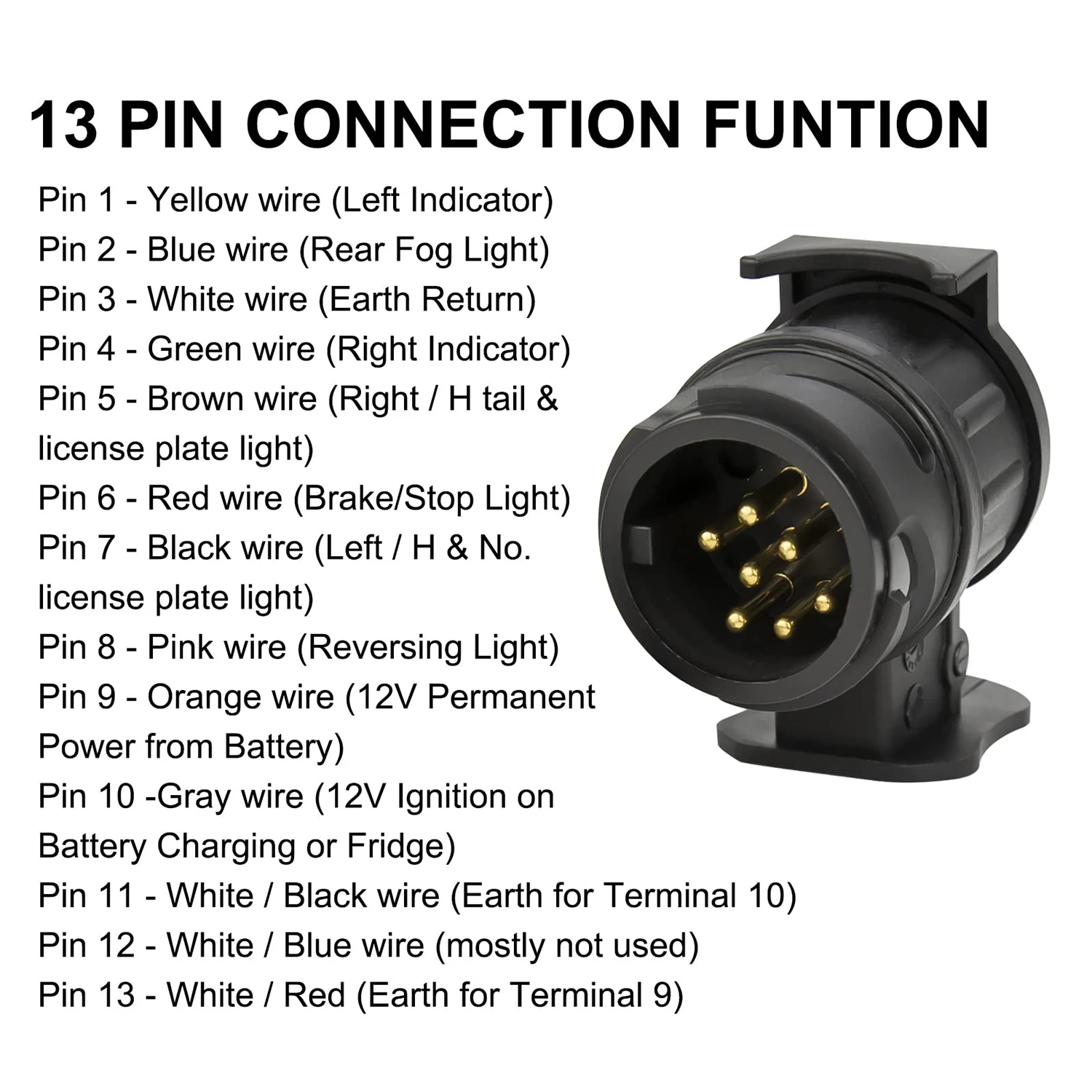 Towing Adapter 13 Pin to 7 Pin Towing Adaptor Trailer Caravan Truck Towbar Car Plug Adapter 12V Waterproof Electric Socket Converter Connector