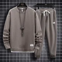 2025 printemps et automne nouveaux hommes gaufre deux pièces sweat-shirt décontracté et pantalon de sport ensemble ensemble de sport pour hommes ensemble de sport de mode 2