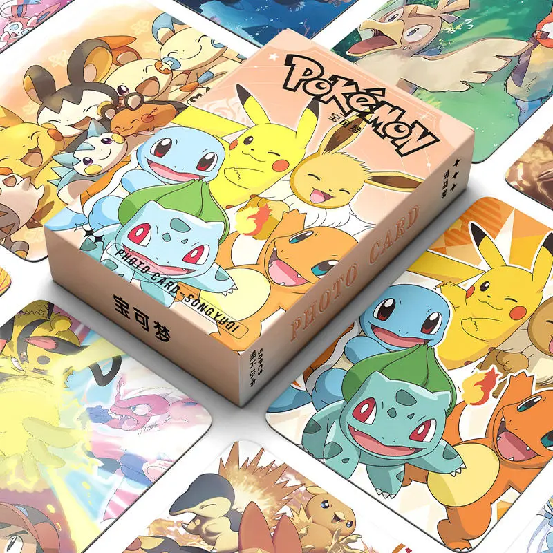

2024 60 Pcs Pokemon DIY Kawaii Pikachu Laser Small Card Good-looking Anime Periphery Lomo Original Anime Cards Puzzle Mini Games