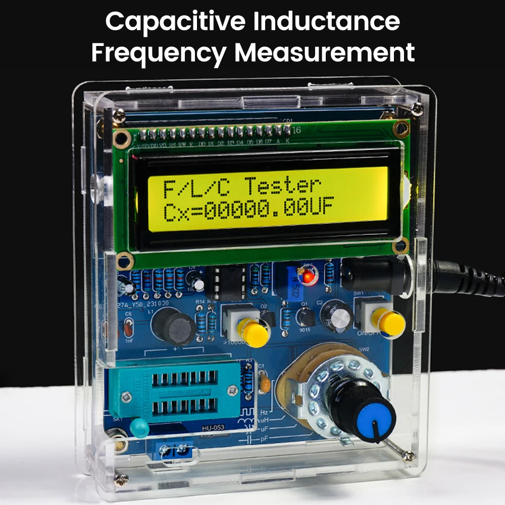 DC5V High Precision Digital Inductance and Capacitance Measuring Instrument DIY Kit with USB Data Cable LCD Frequency Meter