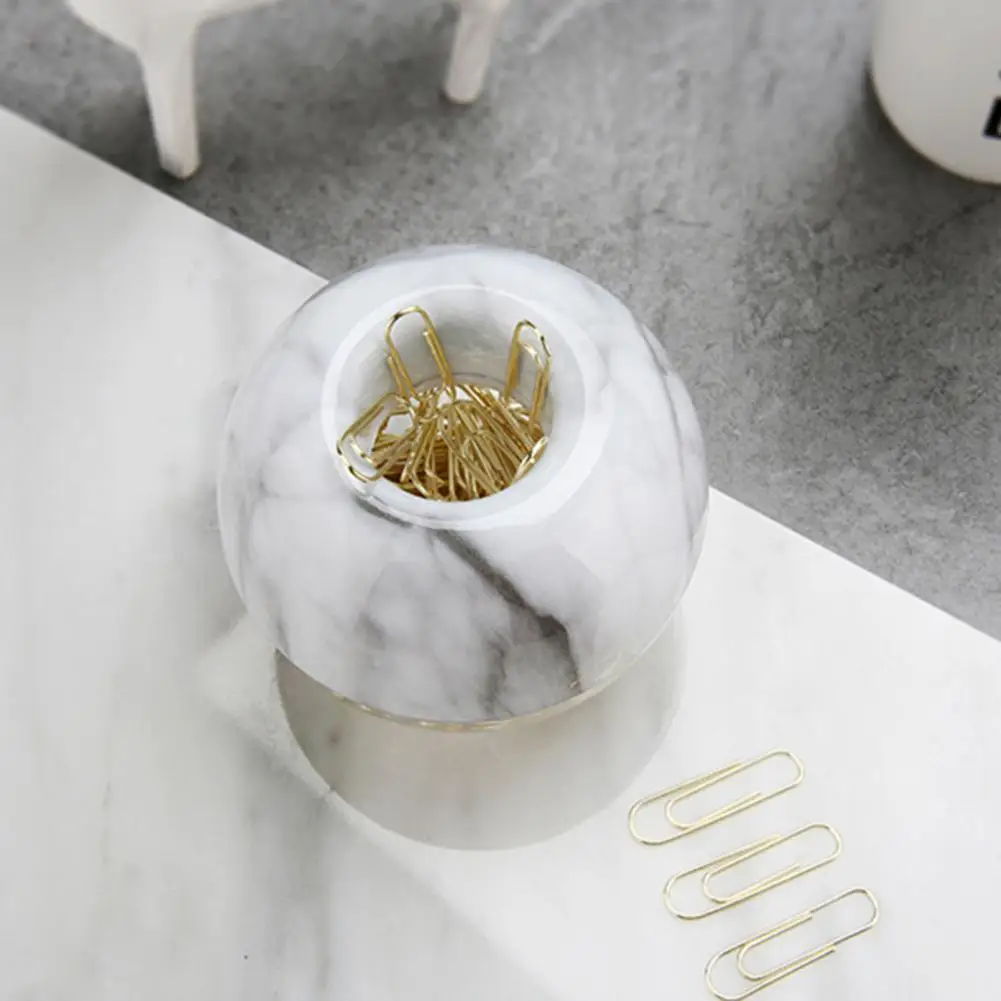 Electroplated Paper Clip Holder Magnetic Paper Clip Holder Stylish Round Desktop Organizer with 100 Clips for Office Supplies