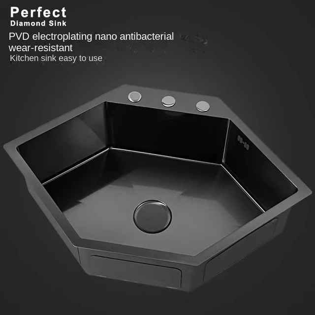 Modern Home Corner Kitchen Sinks Creative Kitchen Accessories Dish Drainer  Sink Special-shaped Washbasin Black Large Single Sink - AliExpress