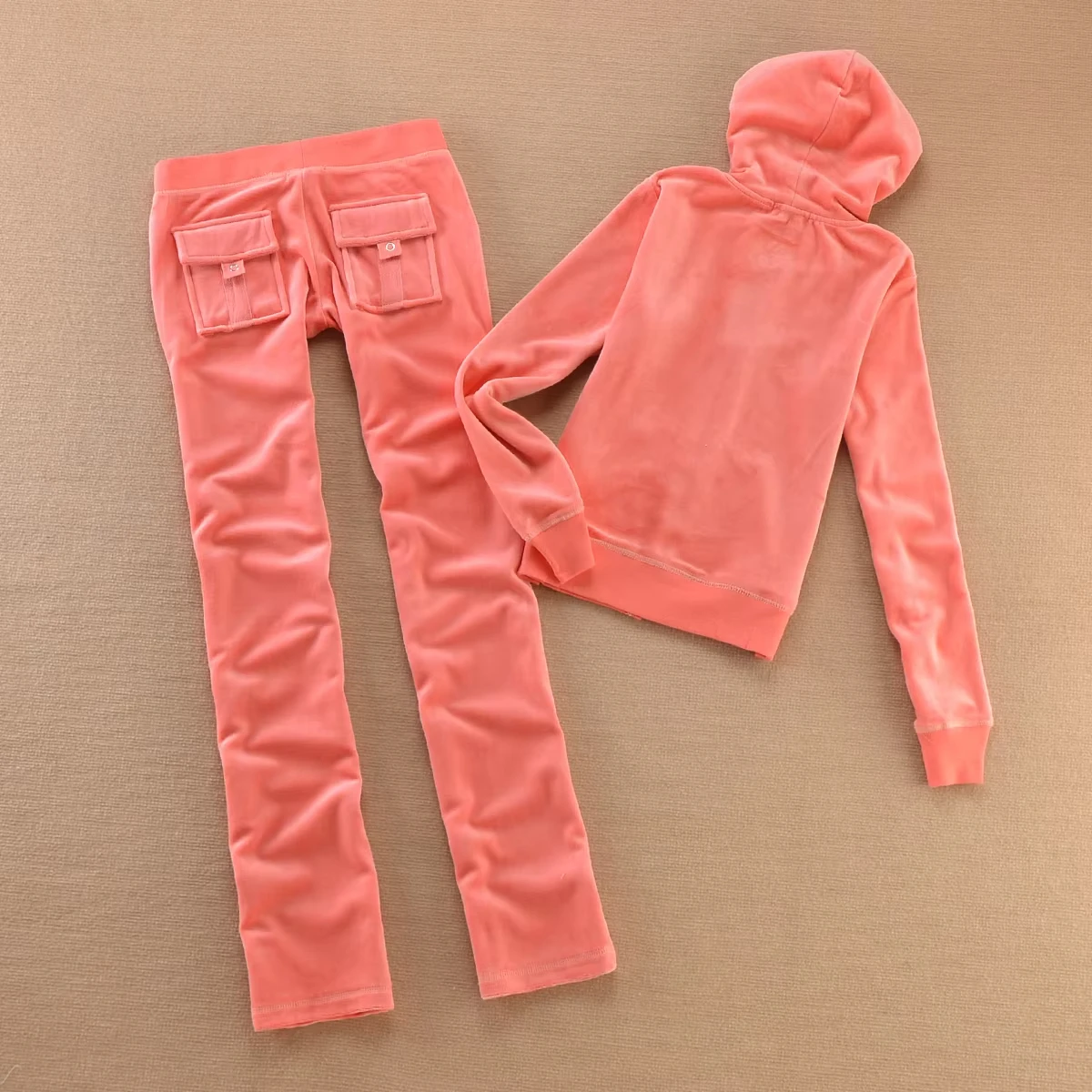 Velvet Tracksuit Solid Color Hooded Women Suit Velvet Sports Suit 2pc Thickened Solid Color Hooded Top + Casual Trousers 6
