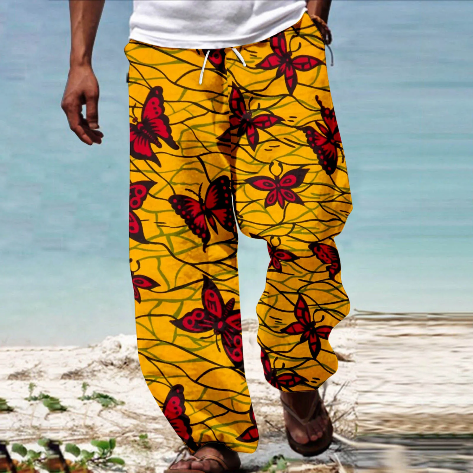 Men African Dashiki Traditional Style Casual Trouser Summer Hawaii
