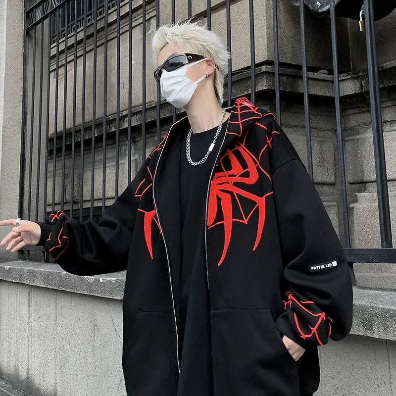 

Мужской красный кардиган с капюшоном в европейском и американском стиле на осень и зиму мужская и женская Повседневная Толстовка