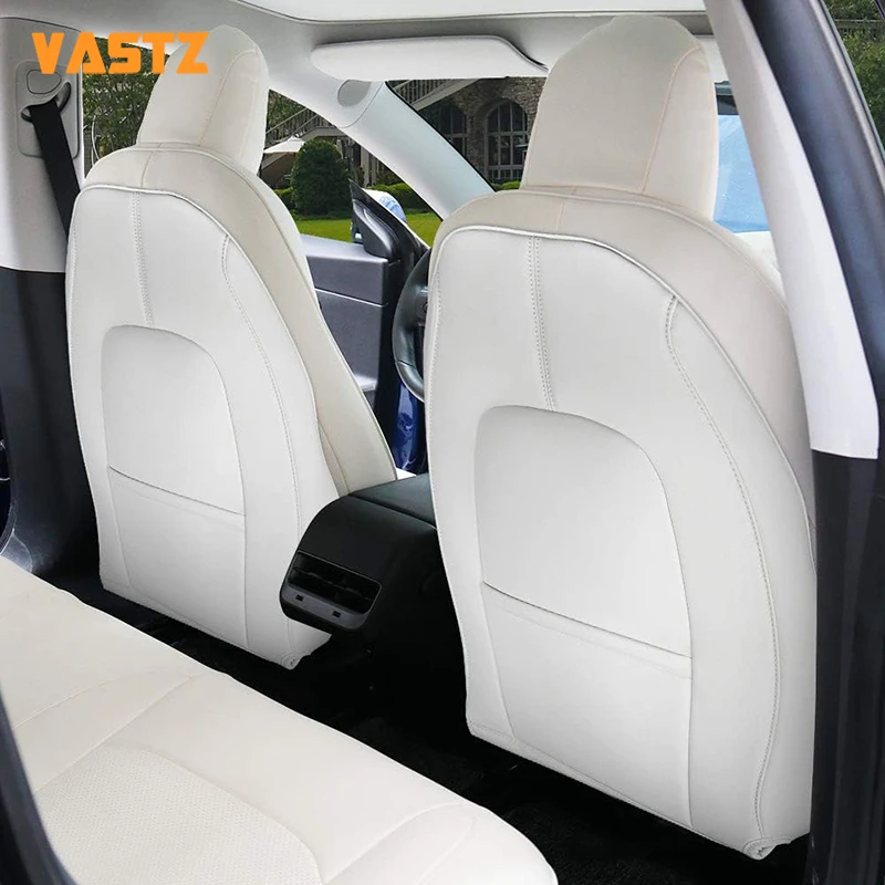 For Tesla Model 3 Y Leather Seat Back Protector Wear-Resistant Car Kick Mats with Organizer Pocket Waterproof Scratchproof car seat protector car seat organizer