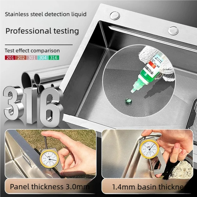 เกรดอาหาร 316L อ่างล้างจานสแตนเลสข้าวลายนูนในครัวเรือนขนาดใหญ่ SINGLE SLOT ล้างจานและล้างผักอ่างล้างหน้า 4