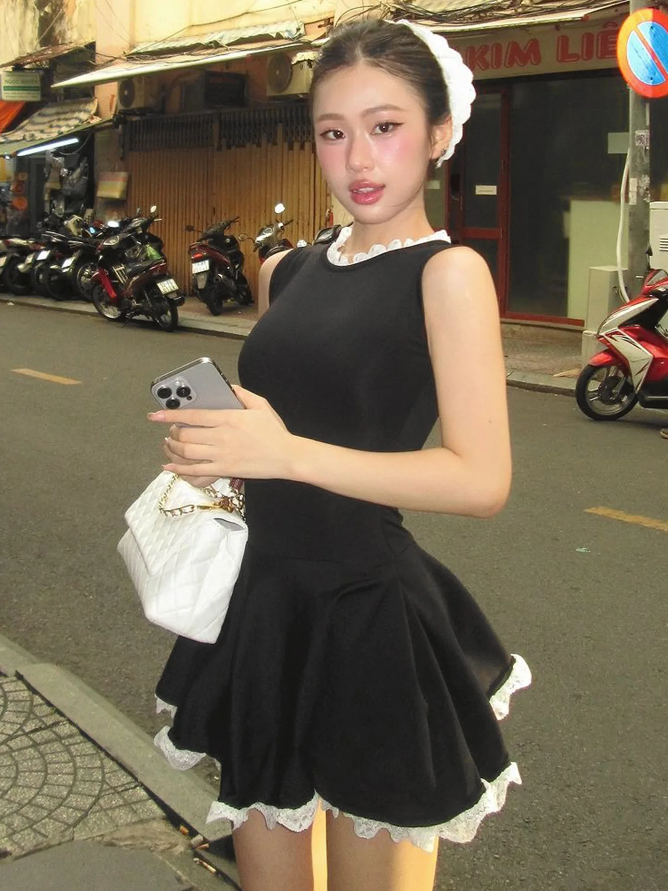 Autumn Lace Patchwork Mini Dress For Women Ruffled Sleeveless Elegant Slim Party Dress Gown Female Luxury High Waist Dress