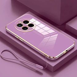 Luxury Plating Lanyard Silicone Phone Case - Elegant Back Cover for Realme C35 (ZBSS Cherry Purple)