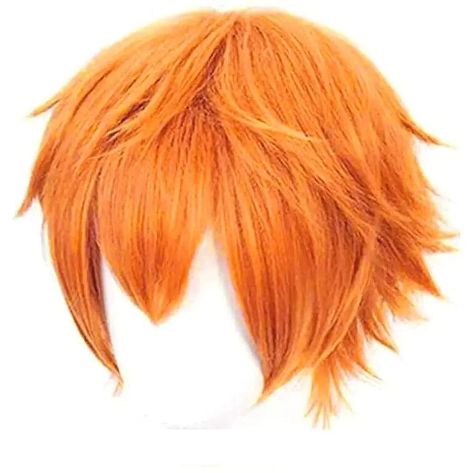 Peruca curta laranja para homens laranja cosplay traje peruca para o dia  das bruxas sintético curto natural ondulado perucas de cabelo - AliExpress, image size:960x960