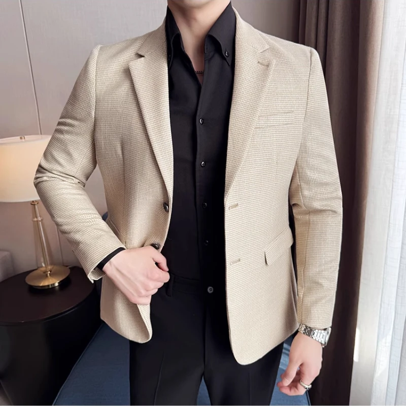 Men Suit Jacket Blazer Hombre High-quality Fashionable and Elegant Men Business Slim Fit Suit Jacket Social Party Formal