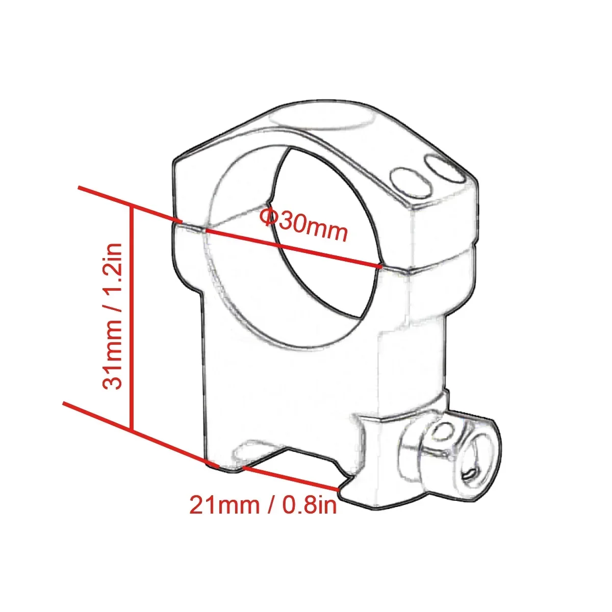 Rifle Scope Mount Ring Vector Optics Tactical Mark 30mm High Profile 31mm 1.2 Inch from Base Picatinny Weaver Bracket 21mm Black Matte