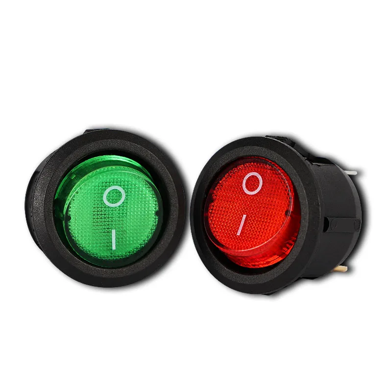 Round Power Rocker Switch, On/Off, 2 Position, 3 Pin, 220-230V