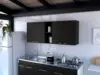 Portofino 150 Wall Cabinet,  Double Door, Two External Shelves, Two Interior Shelves Black 1