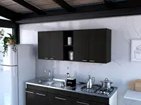 Portofino 150 Wall Cabinet,  Double Door, Two External Shelves, Two Interior Shelves Black 1