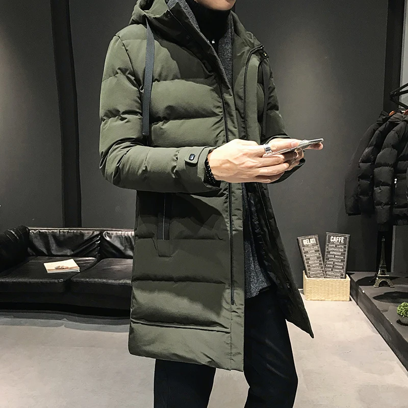 Men's Mid-Length Thiened Winter Jaet Du down Cotton Coat Warmth Sle 2023 New Faion Trend Youth Casual Zipper Closur...