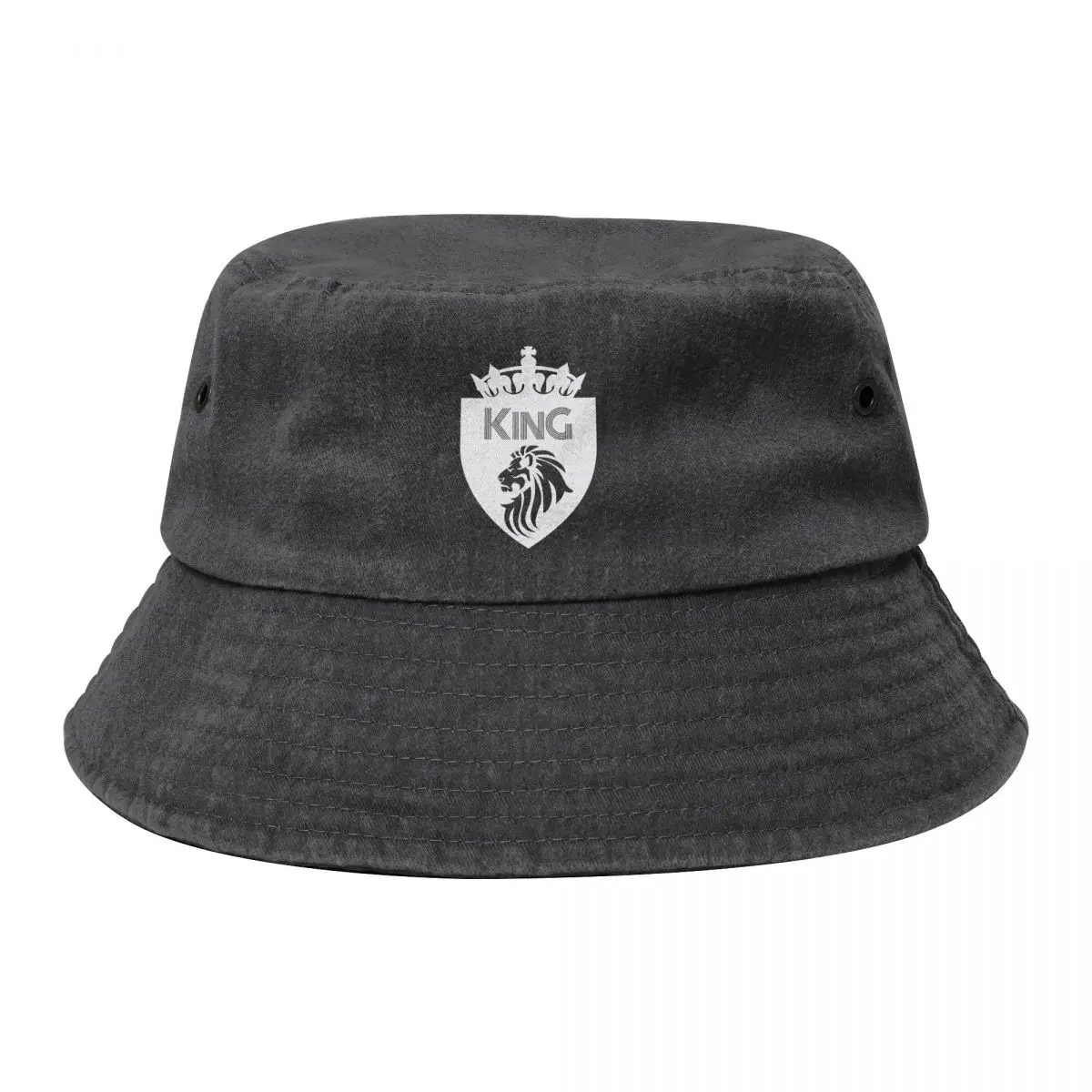 

My Shape Lion With King Crown Cowboy Denim Fisherman Hat With Printing