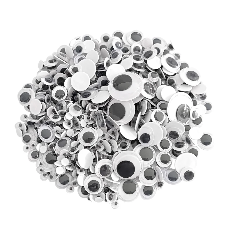 650pcs/box DIY Self-Adhesive Wiggly Googly Doll Eye White Mixcolor Movable Simulation Cartoon Animal Eyeball Children Craft Tool