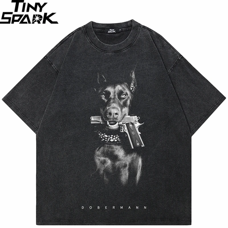 Hip Hop 2024 Vintage Washed Black T-Shirt Streetwear