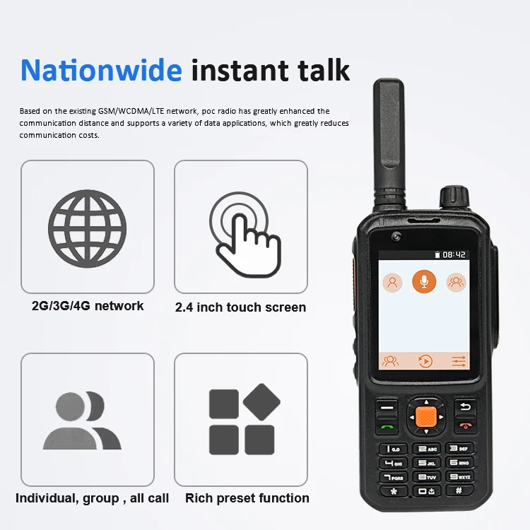 ECOME ET-A87 Zello Long Distance PoC Radio Smart Sim card Walkie Talkie 4G  LTE Network 100KM Wifi Communication Two Way Radio AliExpress