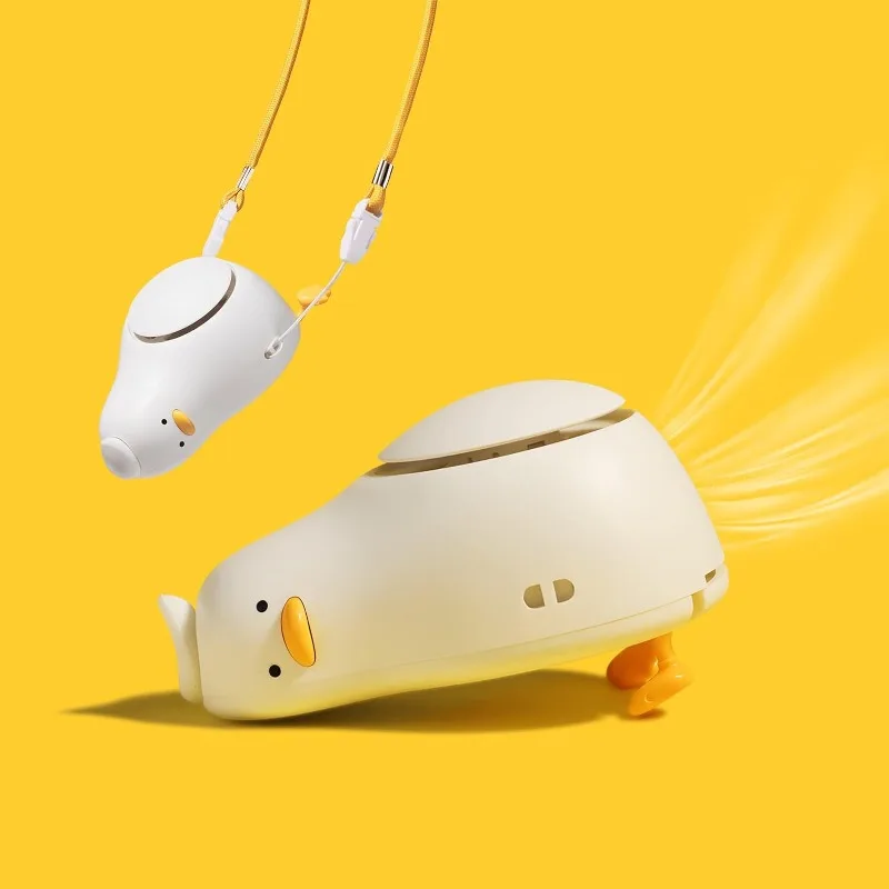 

Утка портативный подвесной шейный вентилятор с реальным дизайном, USB Перезаряжаемый 3 скорости ветра Персональный вентилятор, свободные руки безлопастный вентилятор