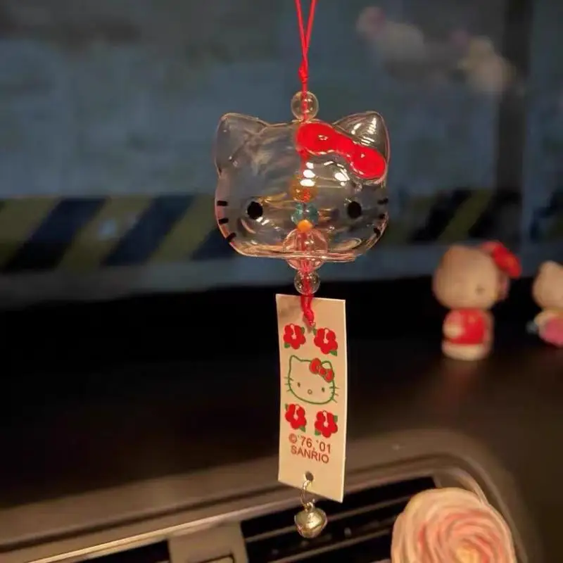 

Kawaii Hello Kitty стеклянная ветряная колокольчик аниме модная Милая Sanrios девочка Автомобиль Подвеска комната окно аксессуары подарки на день рождения игрушки