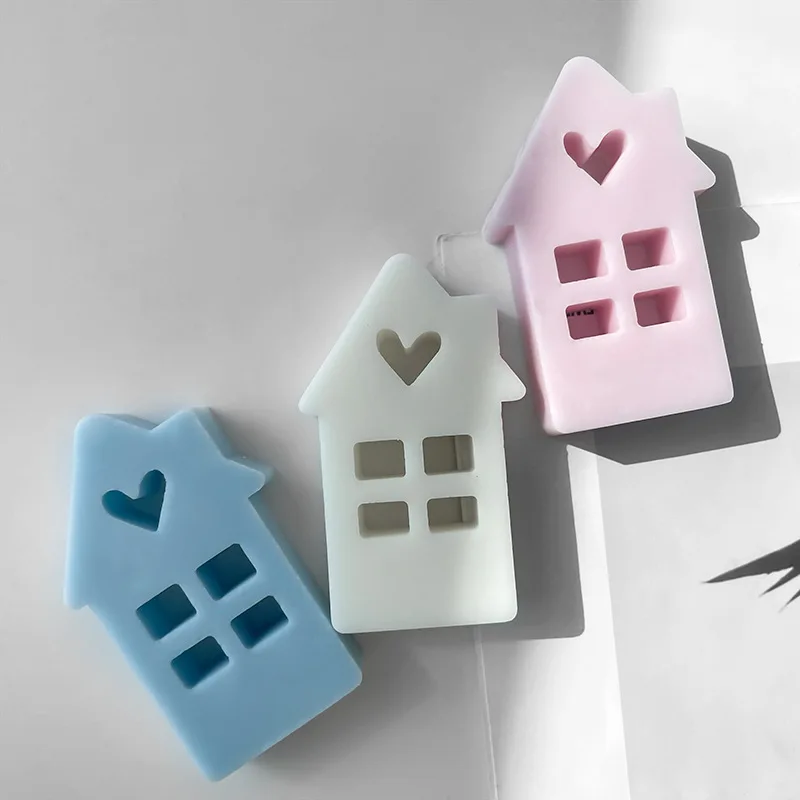 Cute Heart Shaped House Silicone Mold Star Houses Concrete Casting Molds DIY Gypsum Home Craft Decoration Resin Mould silicone mold,flower silicone mould