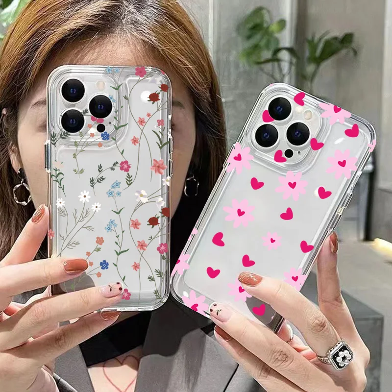 Transparent Shockproof Silicone Flower Phone Case
