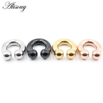 Alisouy 1PC 큰 대형 캡 티브 비드 코 링 귀 플러그 확장기 Guauge 남성 생식기 BCR 후프 귀걸이 피어싱 바디 쥬얼리