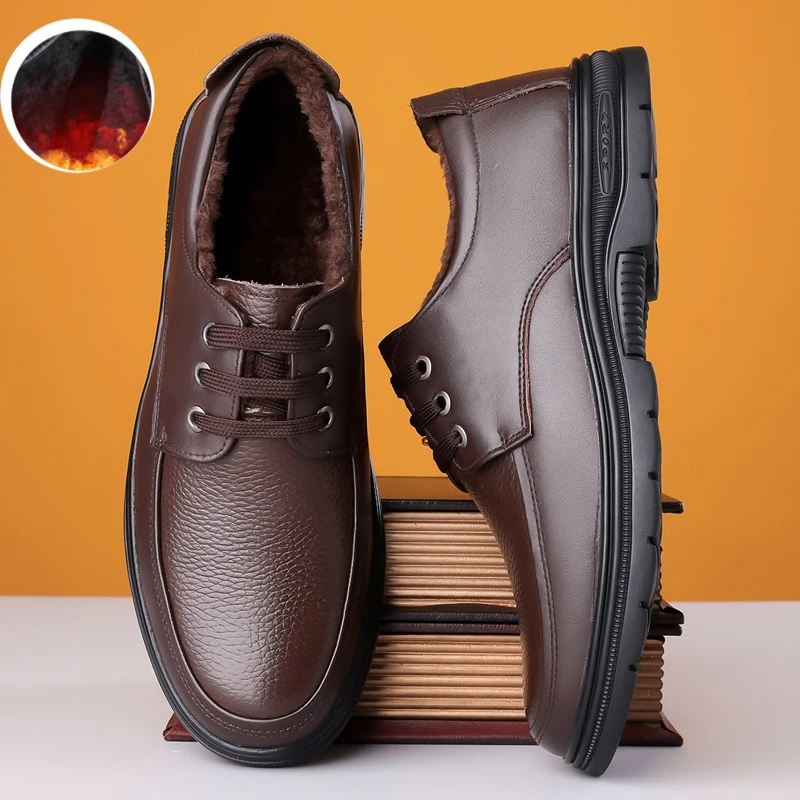 Hot Sale Men Genuine Leather Casual Shoes Soft Sole Walking Shoes Luxury Brand Middle-aged Old Man Dad Lightweight Loafers Shoes