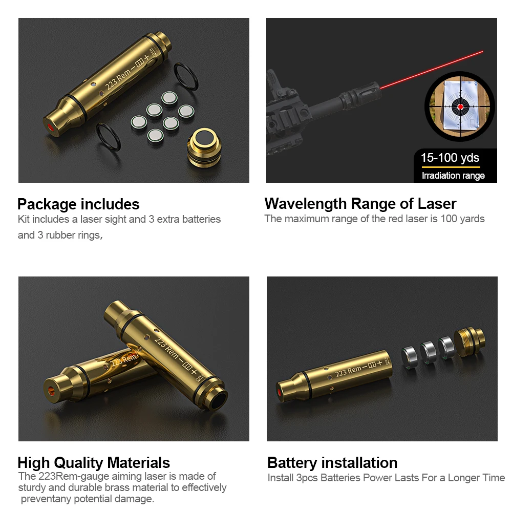 Laser Training Cartridge Red Dot Laser Training Bullet Dry Fire Laser Trainer Cartridge Tactical Bullet 223