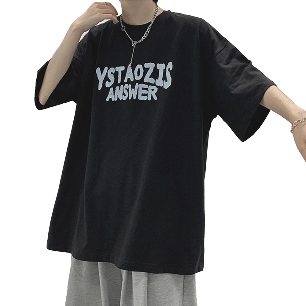 

Футболка спортивная с буквенным принтом, Свободный Топ для отпуска из полиэстера с круглым вырезом и коротким рукавом, уличная одежда, лето