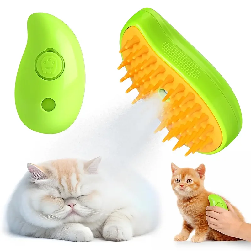 

3 in 1 Dog Steamer Brush Electric Spray Cat Hair Brush Comb Massage Pet Grooming Remove Tangles and Loose Hair Supplies Steamy