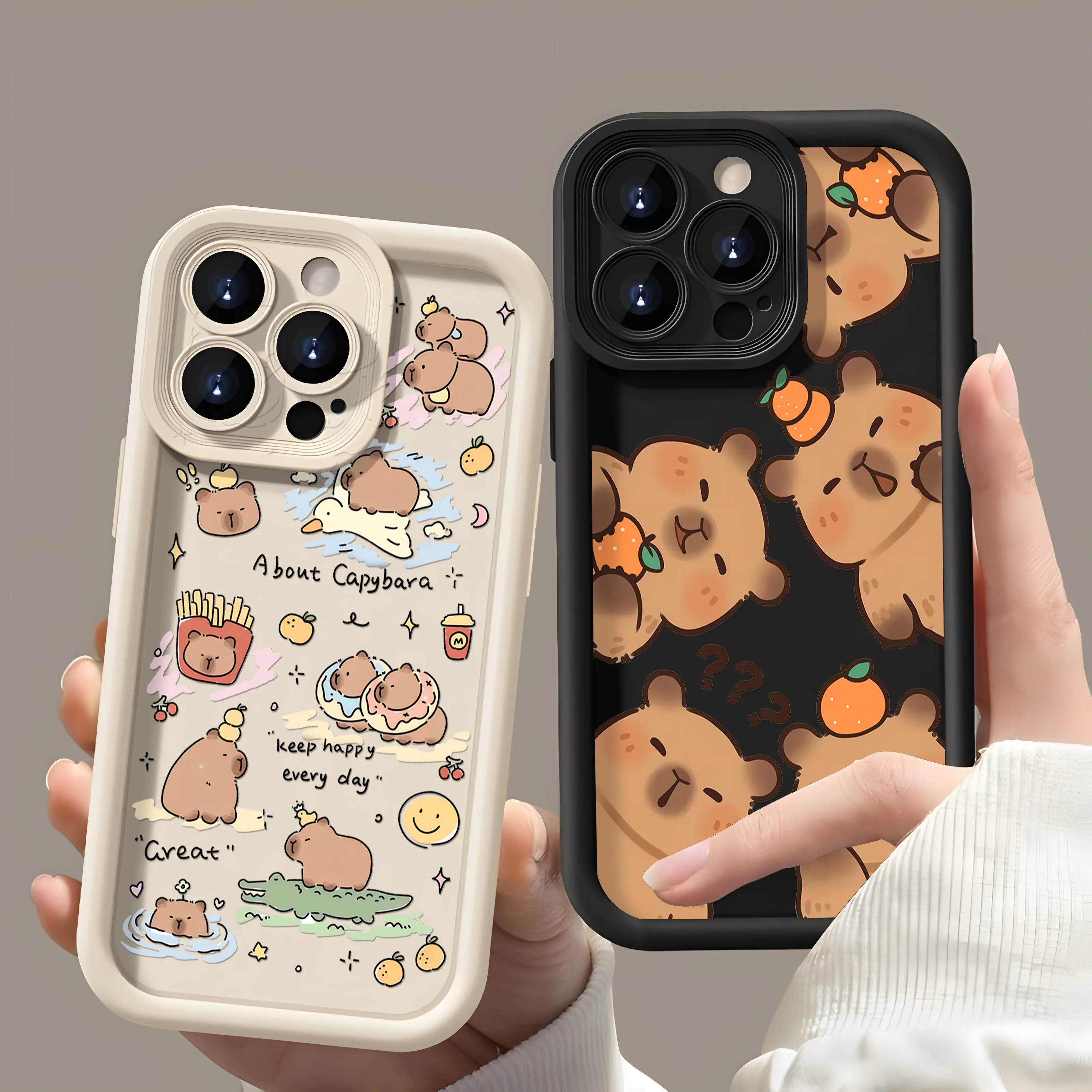 Cartoon Cute Capybaras Phone Case - Colorful and Fun Design