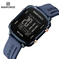 NAVIFORCE Girl's Wristwatch Sports Waterproof LCD Display Watch Silicone Strap Lady's Simple Square Calendar Electronic Watches