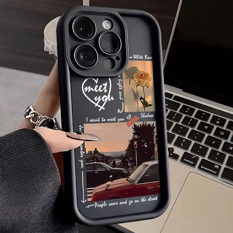 thumbnail image 1 of Funda de silicona para teléfono con silueta de vida cotidiana para iPhone 16 15 Pro Max 14 13 12 11 XS Max XR X 7 8 Plus, funda suave a prueba de golpes con diseño de caramelo, 1 of 5