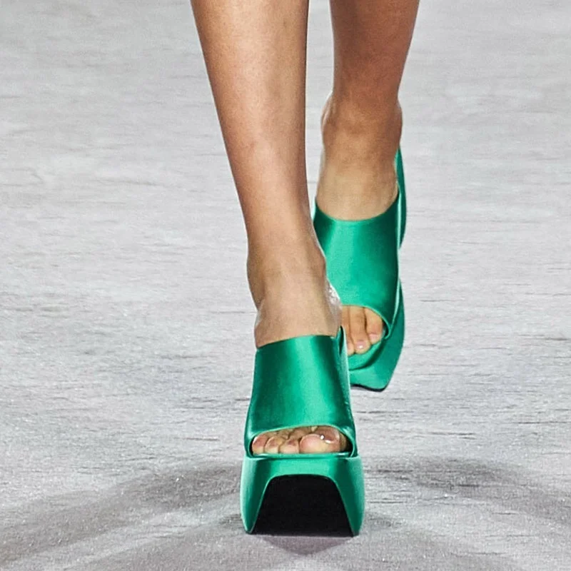Women's Summer Platform Wedge Heels European and American Fashion Thin Belt Combination Mixed Color Sandals