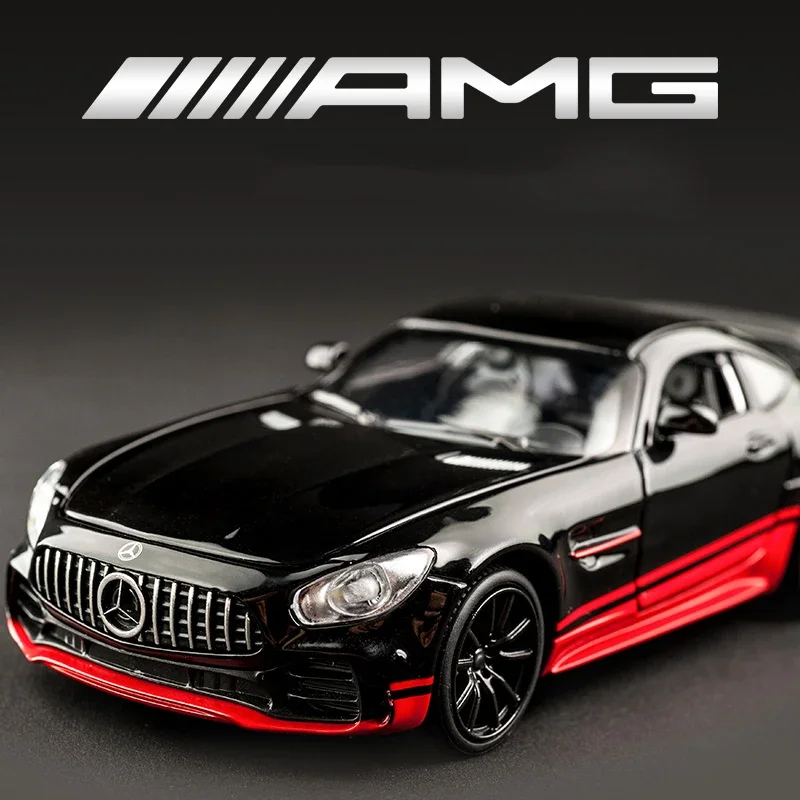 1:32 메르세데스 벤츠 GTR AMG 스포츠카 다이캐스트 금속 합금 모델 자동차 사운드 라이트 풀백 컬렉션 어린이 장난감 선물