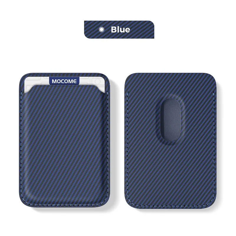 Premium Saffiano Leather Magnetic Card Holder Wallet with Carbon Fiber Design