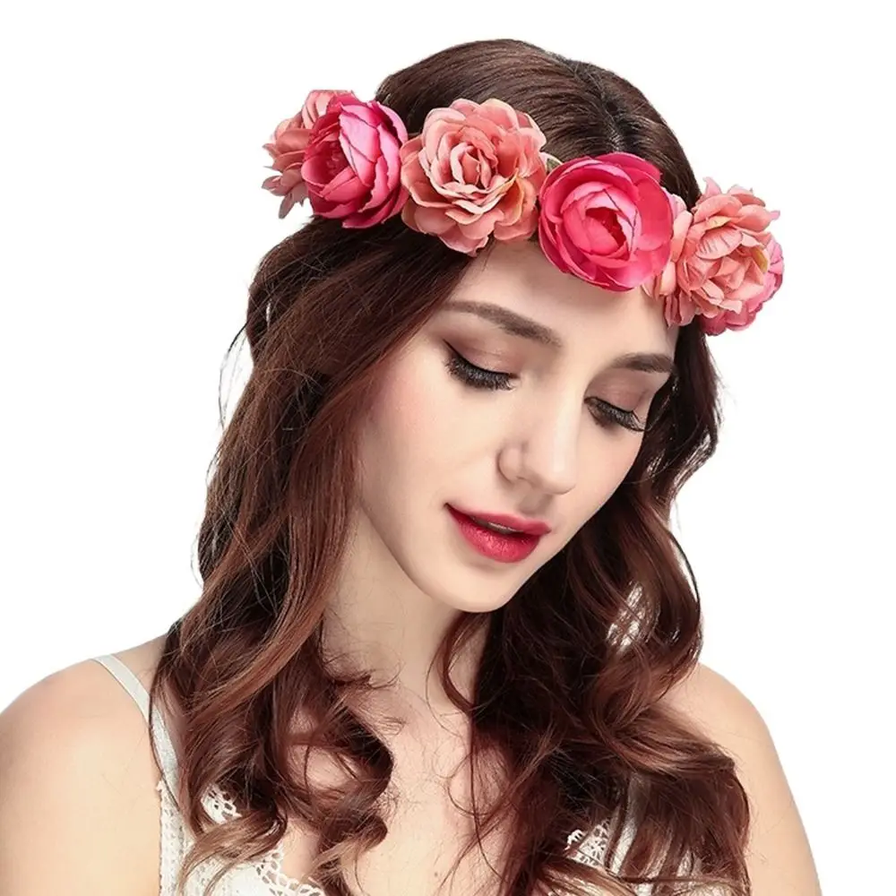 

Wedding Party Hairband Rose Flower Garland Bride Hair Accessories Cloth Women Headwear Flower Headband Flower Crown Tiara