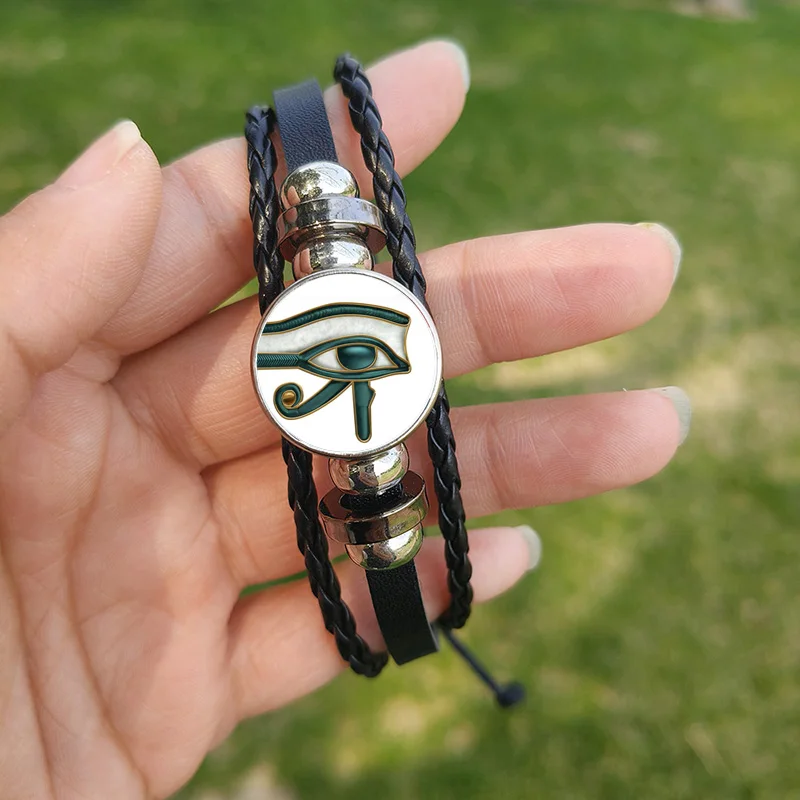 Egypt Flag Braided Bracelet - Stainless Steel Chain With Crystal, Adjustable Wristband Souvenir Gift