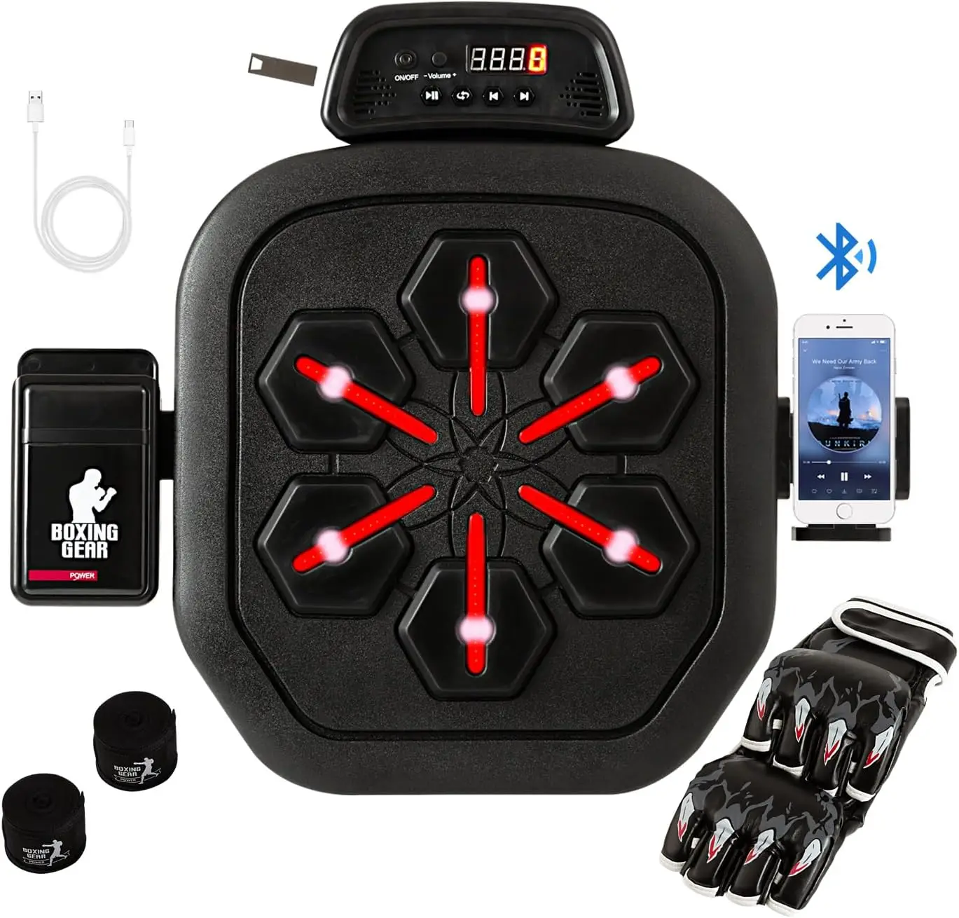 Music Boxing Machine, Bluetooth Boxing Punching Game, Musical Workout Equipment, Wall Mount Home Trainning Target for Adu