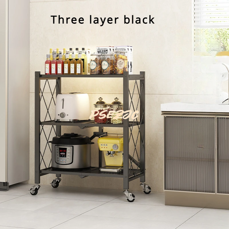Floor To Floor Multi Story Kitchen Storage Rack Household Movable Wheeled Storage and Folding Rack